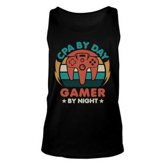 Funny By Day And Gamer By Night Accountant Video Game Video Game Lover Unisex Tank Top - Thegiftio UK