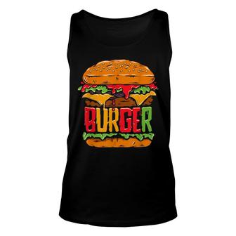 Funny Cheeseburger Hamburger Design Burger Unisex Tank Top | Mazezy