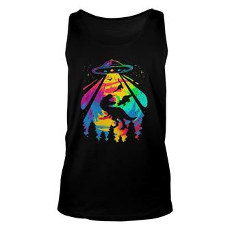 Funny Colorful Ufo Alien T Rex Dinosaurs Abduction Unisex Tank Top | Mazezy