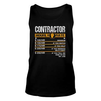 Funny Contractor Hourly Rate Handyman Labor Rates Repairman Unisex Tank Top | Mazezy