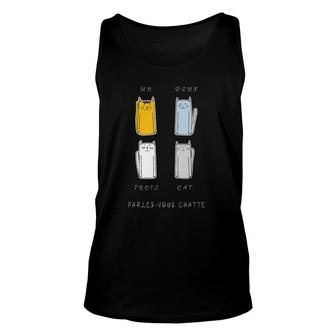 Funny Cute French Un Deux Trois Cat Four French Cats Women Unisex Tank Top | Mazezy
