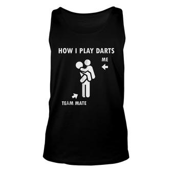 Funny Darts Teammate Carrying Friend Unisex Tank Top | Mazezy