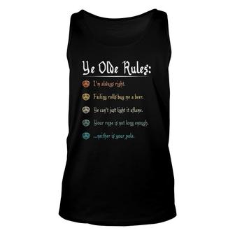 Funny Dm Gifts Ye Olde Rules Dungeon Rpg Game Master Unisex Tank Top | Mazezy