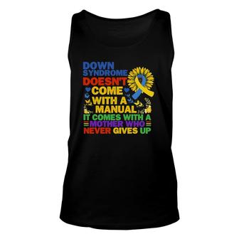 Funny Down Syndrome Yellow And Blue Ribbon Sunflower Unisex Tank Top | Mazezy
