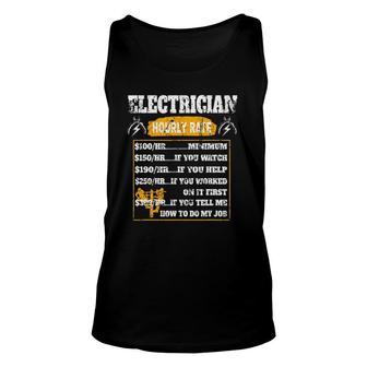 Funny Electrician Engineer Hourly Rate Quotes Unisex Tank Top | Mazezy