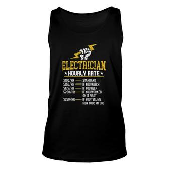 Funny Electrician Hourly Rate Electrical Labor Union Rate Unisex Tank Top | Mazezy