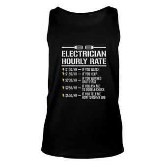 Funny Electrician Hourly Rate Humor Unisex Tank Top | Mazezy