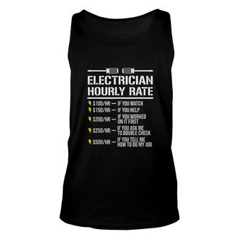 Funny Electrician Hourly Rate Unisex Tank Top | Mazezy
