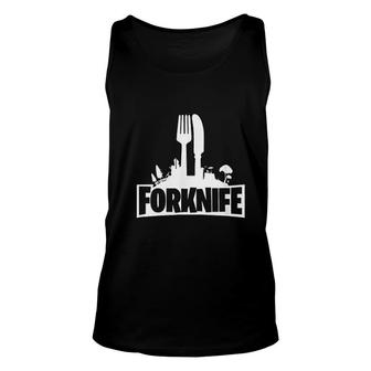 Funny Forknife Video Games Joke Graphic Unisex Tank Top | Mazezy