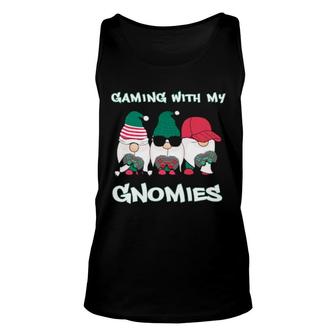 Funny Gaming With My Gnomies Christmas Gnome Video Games Unisex Tank Top | Mazezy