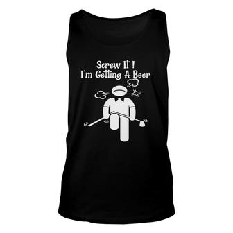 Funny Golf Beer Golfer Father Day Mother Day Birthday Unisex Tank Top | Mazezy