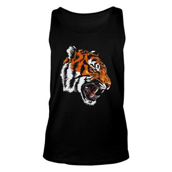 Funny Growling Mouth Open Bengal Tiger Unisex Tank Top | Mazezy