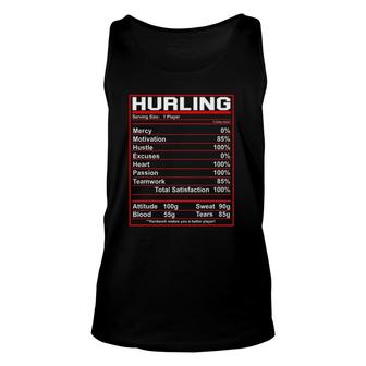 Funny Hurling Nutrition Facts Hurler Unisex Tank Top | Mazezy