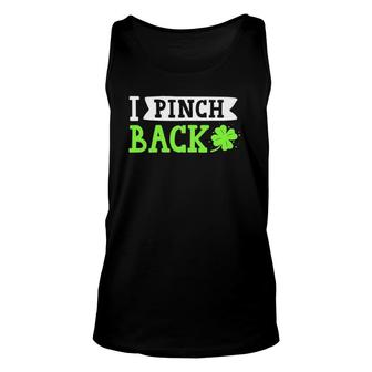 Funny I Pinch Back Saint Patrick's Day Lucky Irish Clover Unisex Tank Top | Mazezy