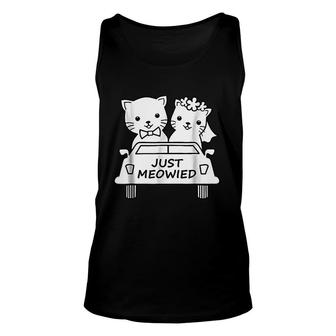 Funny Just Meowied Married Cat Lover Couple Gift Unisex Tank Top - Thegiftio UK
