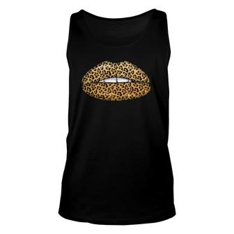 Funny Leopard Lips Cool Women Mouth Cheetah Lipstick Gift Unisex Tank Top | Mazezy