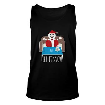 Funny Let It Snow Snowman Removed Ban Drug Reference Xmas Unisex Tank Top - Seseable