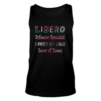 Funny Libero Volleyball Defensive Player Position Unisex Tank Top | Mazezy