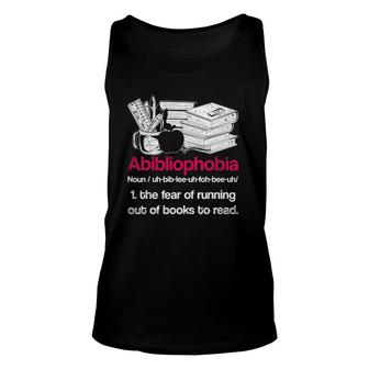 Funny Librarian Nerd Abibliophobia Bookworm Gift Reading Unisex Tank Top | Mazezy