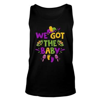 Funny Mardi Gras Pregnancy Announcement We Got The Baby Unisex Tank Top | Mazezy