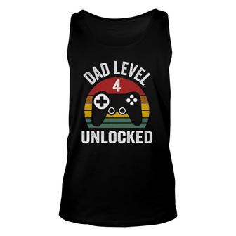 Funny New Dad Dad Level 4 Unlocked For 4 Kids Gaming Unisex Tank Top | Mazezy