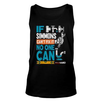 Funny Plumber Custom Name If Simmons Cant Fix It No One Can Unisex Tank Top - Thegiftio UK