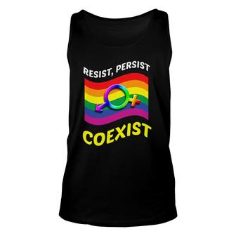 Funny Resist Persist Coexist Bi Lesbian Gay Lgbt Unisex Tank Top | Mazezy