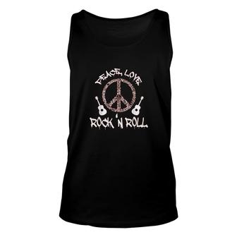 Funny Rock'n Roll Gift Peace Love And Rock And Roll Unisex Tank Top | Mazezy