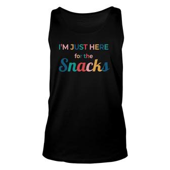 Funny Sarcastic Foodie Gift I'm Just Here For The Snacks Unisex Tank Top | Mazezy