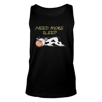 Funny Sleeping Cow Pajama Design For Bedtime Unisex Tank Top | Mazezy