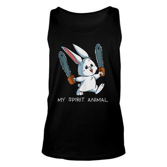 Funny Spirit Animal Loony Chainsaw Bunny Crazy Rabbit Unisex Tank Top | Mazezy
