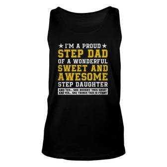 Funny Step Dad Fathers Day Gift Step Daughter Stepdad Unisex Tank Top | Mazezy
