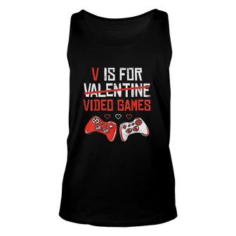 Funny V Is For Video Games Day Gamer Unisex Tank Top - Thegiftio UK