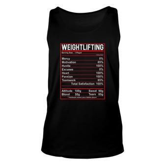 Funny Weightlifting Nutrition Facts Bodybuilding Unisex Tank Top - Thegiftio UK