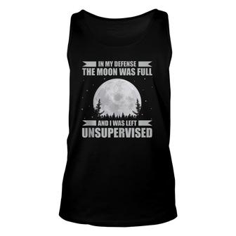 Funny Wicca In My Defense Full Moon Witch Pagan Halloween Unisex Tank Top | Mazezy