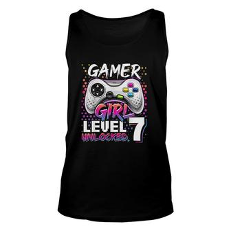 Gamer Girl Level 7 Unlocked Video Game 7th Birthday Gift Unisex Tank Top - Seseable