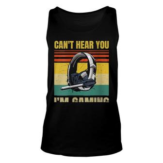 Gamer Headset Can't Hear You I'm Gaming Vintage Pink Unisex Tank Top | Mazezy