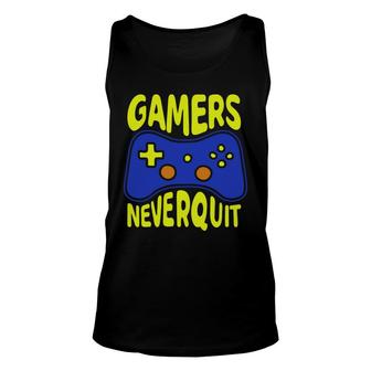 Gamer Never Quit Video Game Lover Yellow Blue Unisex Tank Top - Thegiftio UK