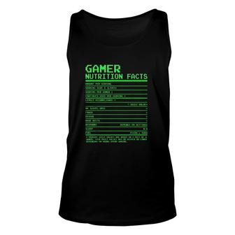 Gamer Nutrition Facts Gifts Unisex Tank Top | Mazezy