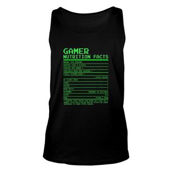 Gamer Nutrition Facts Gifts Video Games Green Unisex Tank Top - Thegiftio UK