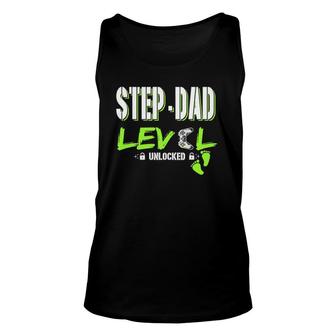 Mens Gaming Step-Dad Level Unlocked Gamer Leveled Up Father's Day Tank Top | Mazezy