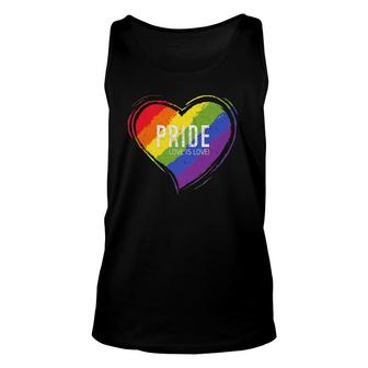 Gay Pride Love Is Love Heart Rainbow Flag Paint Gift Lgbt Unisex Tank Top | Mazezy
