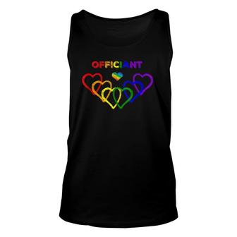 Gay Pride Officiant Rainbow Hearts Unisex Tank Top | Mazezy