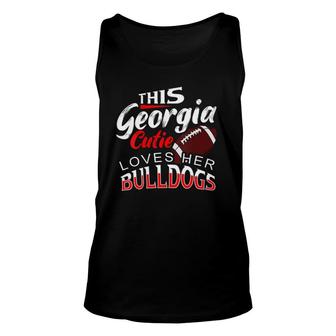 Womens This Georgia Cutie Loves Her Bulldogs Sports Fan V Neck Tank Top | Mazezy