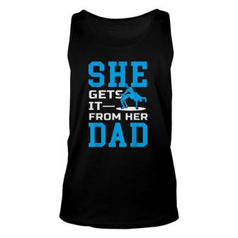 Girls Wrestling Dad Father Wrestler Sports Gift Unisex Tank Top | Mazezy