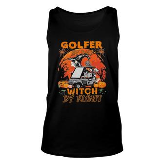 Golf Cart Golfer By Day Witch By Night Halloween Unisex Tank Top | Mazezy