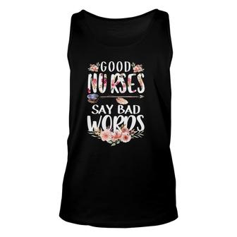 Good Nurses Say Bad Words Arrow Feather Floral Flowers Unisex Tank Top | Mazezy