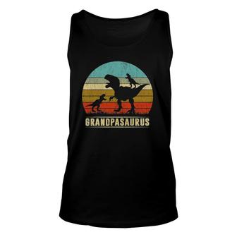 Grandpa Dinosaur Grandpasaurus 2 Two Kids Father's Day Unisex Tank Top | Mazezy