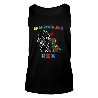 Grandpasaurus Autism Awareness Grandpa Dinosaur Grandfather Unisex Tank Top | Mazezy
