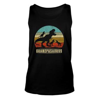 Grandpasaurus Rex Grandpa Dinosaur 3 Three Kids Father's Day Tank Top | Mazezy